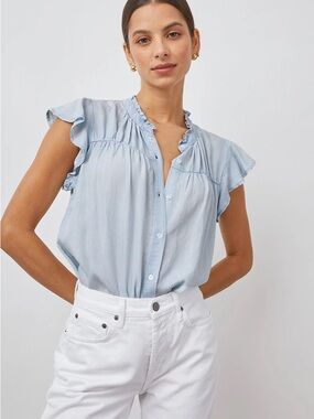 Rails Ruthie Light Vintage Blue Blouse Top NWT Size S